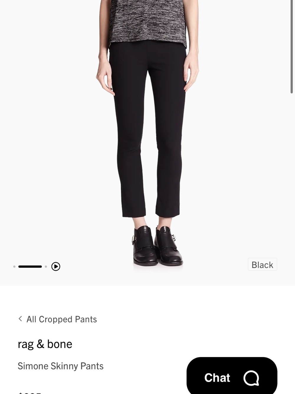 rag & bone Black Cropped Skinny Pants